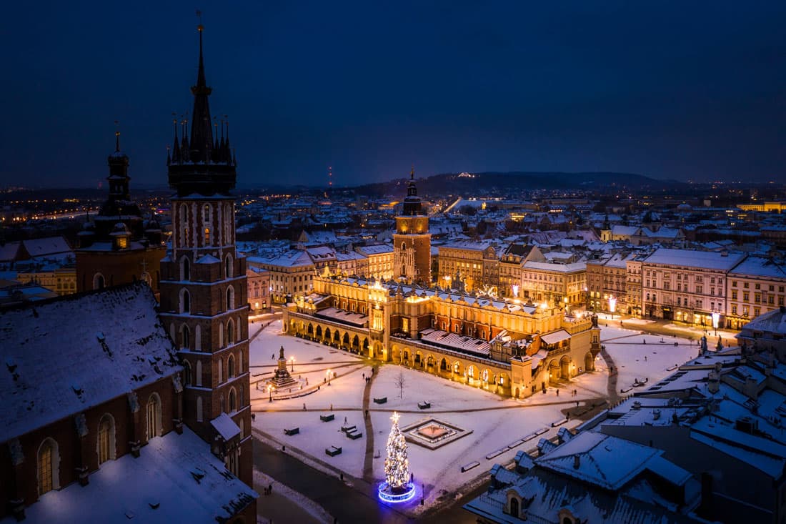 Vue aérienne de Rynek Główny - Cracovie